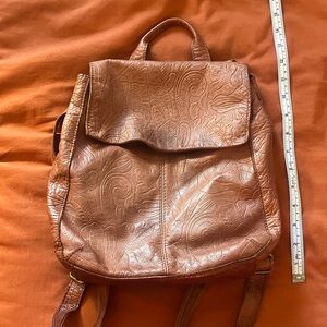 American Leather Co Backpack Embossed Tooled Leather Backpack Purse